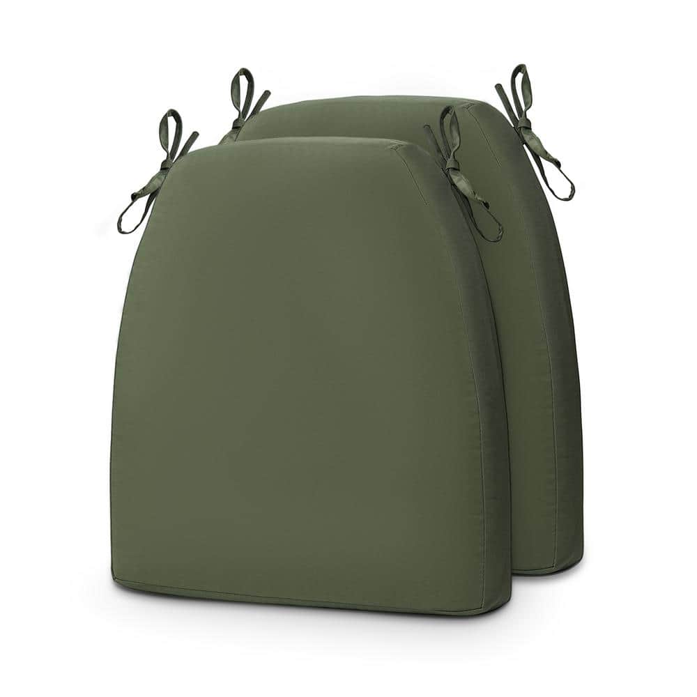 2-Piece 17 x 2 Dark Green Outdoor Trapezoid Lounge Chair Cushion in Seat Ba