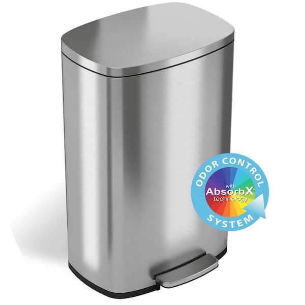 iTouchless Soft Step 5 Gal. Semi-Round Stainless Steel Step Trash Can with  Odor Control System and Inner Bin for Bathroom, Kitchen IP05DSS - The Home  Depot