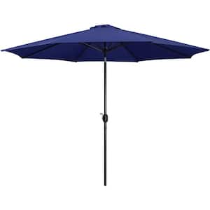 11 ft. Patio Umbrella Market Umbrella with Push Button Tilt and Crank for Garden Navy Blue