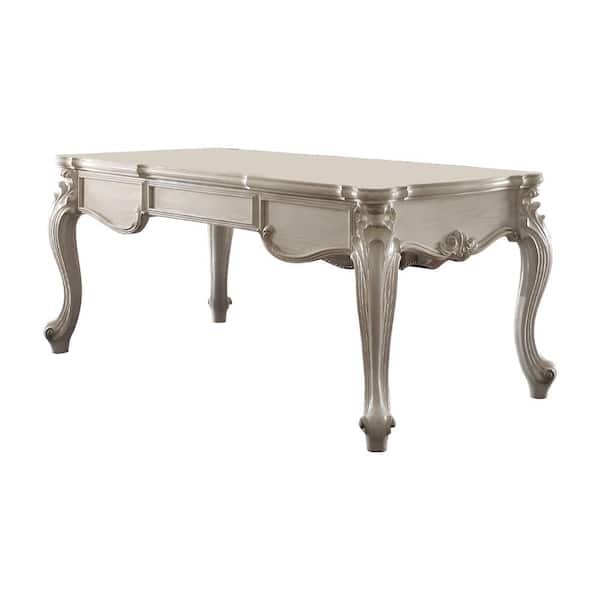 Acme Furniture Versailles 35 in. Rectangular Bone White Wood 3 Drawer Executive Desk