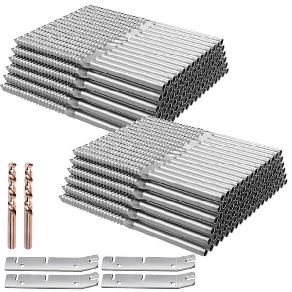 4 in. H x 0.13 in. W Silver Metal Stair Railing Kit, Includes Wrench, DIY Wood Baluster Use (200-Pack)