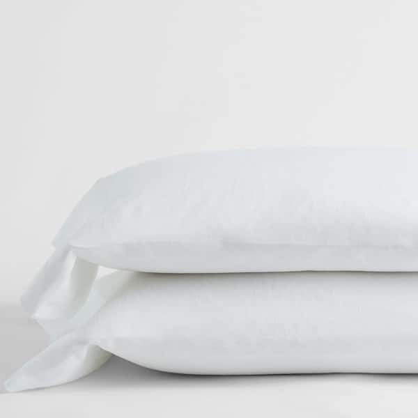 The Company Store Solid Washed White Linen Standard Pillowcase (Set of 2)