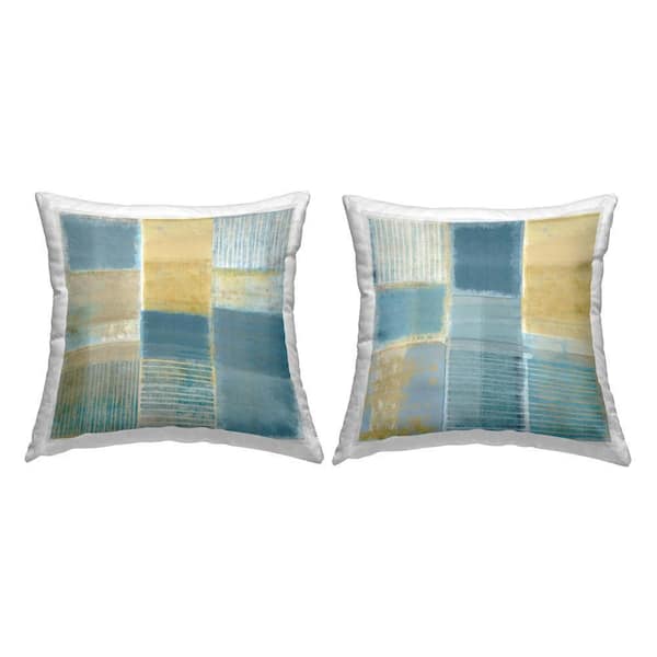 Blue Rustic Geometrics Blue Geometric Polyester 18 in. x 18 in. Throw Pillow Set of 2