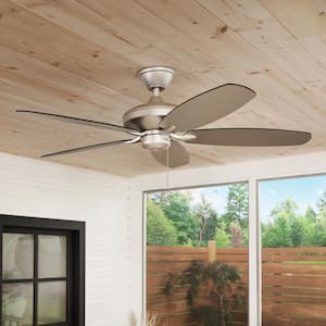 Renew Patio 52 in. Indoor/Outdoor Brushed Nickel Dual Mount Ceiling Fan with Pull Chain
