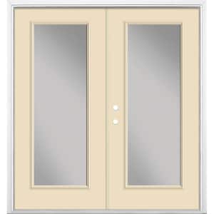 72 in. x 80 in. Golden Haystack Steel Prehung Right-Hand Inswing Full Lite Clear Glass Patio Door with Brickmold