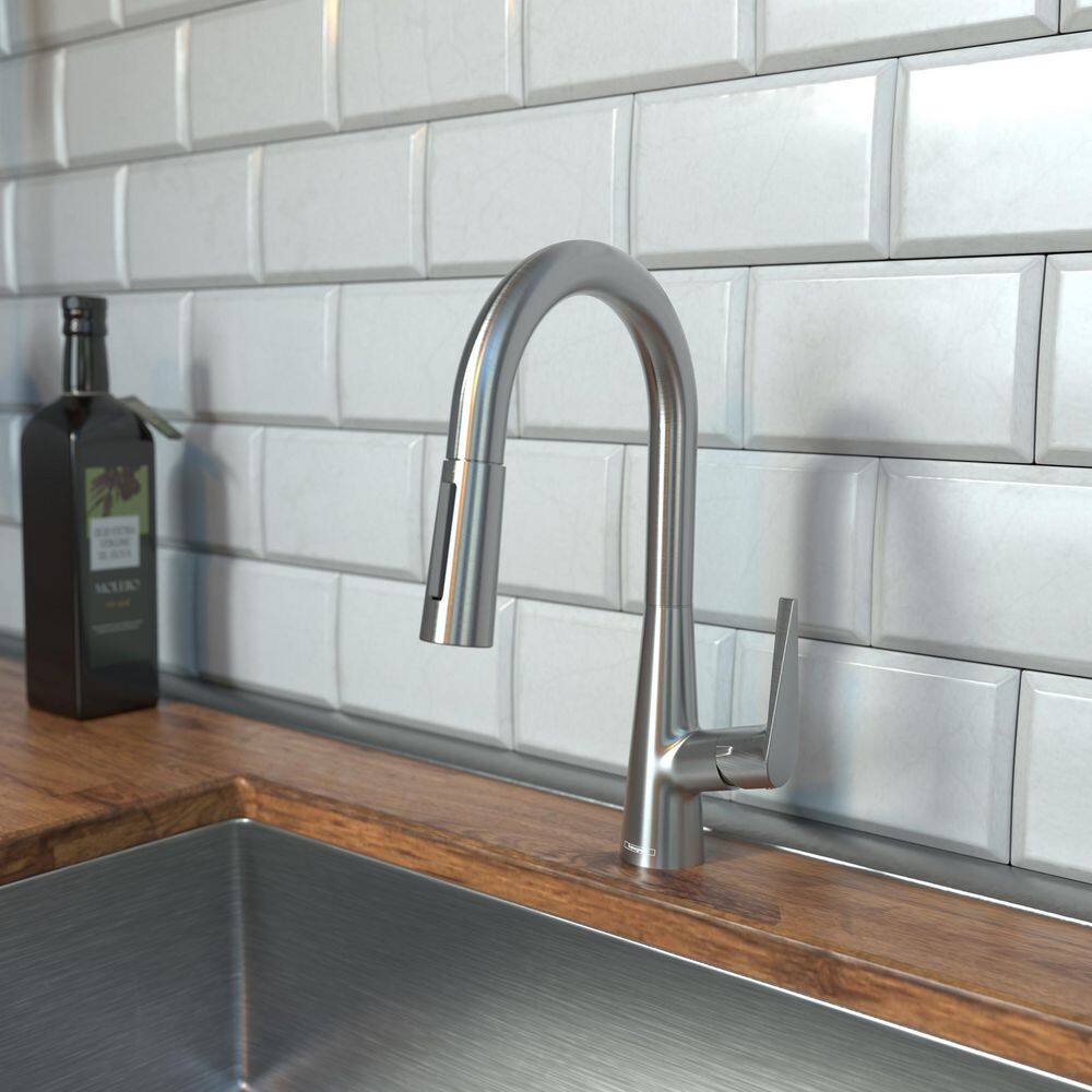 Steel Optik Modern Brass Pull-Out Spray Bar Faucet, 1.75 GPM