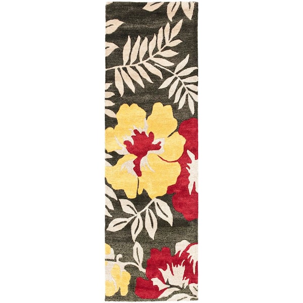 Soho 3 ft. x 8 ft. Brown/Multi Floral Runner Rug
