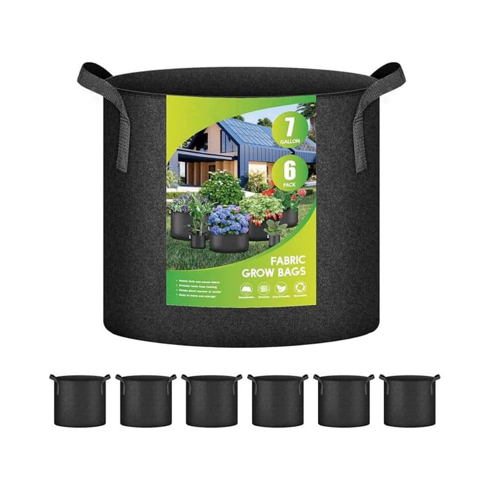 Plant Grow Bag 7 Gallon 6-Pack Black Fabric Pots Nonwoven Aeration with Nylon Handles for Vegetables Fruits Flowers price history on PriceWatchPro