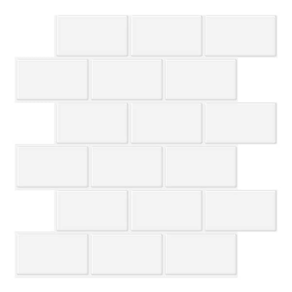 Thicker Subway White 12 in. x 12 in. PVC Self-Adhesive Peel and Stick Tile (8.5 sq. ft./10-Pack)
