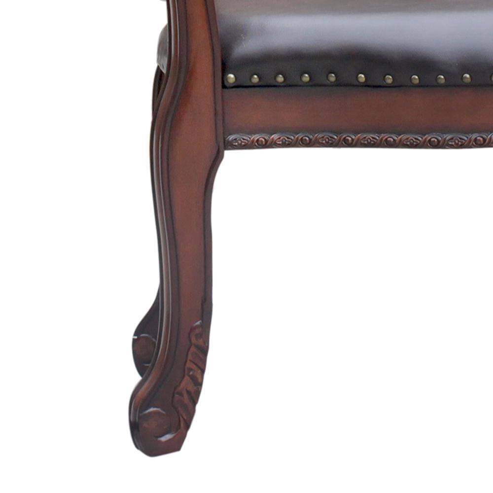 Vendome High Back Brown Faux Leather and Wood Side Chair Set