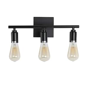 16 in. 3-Light Industrial Iron Bathroom Light Fixtures, Black Vanity Light with Painted Matte (Bulbs Not Included)