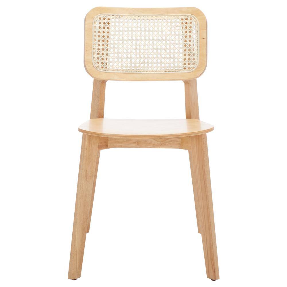 Natural Wood and Cane Low Slat Dining Chair Set