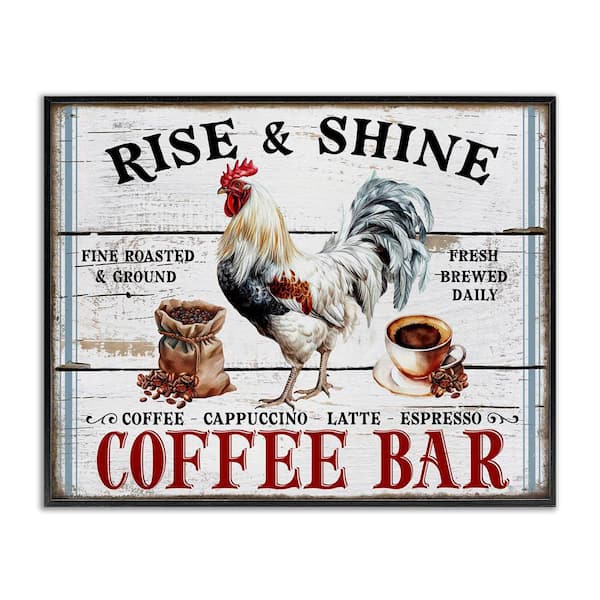 Rise and Shine Coffee Bar by Creatif Belle Black Framed Food Giclee Art Print 11 in. x 14 in.