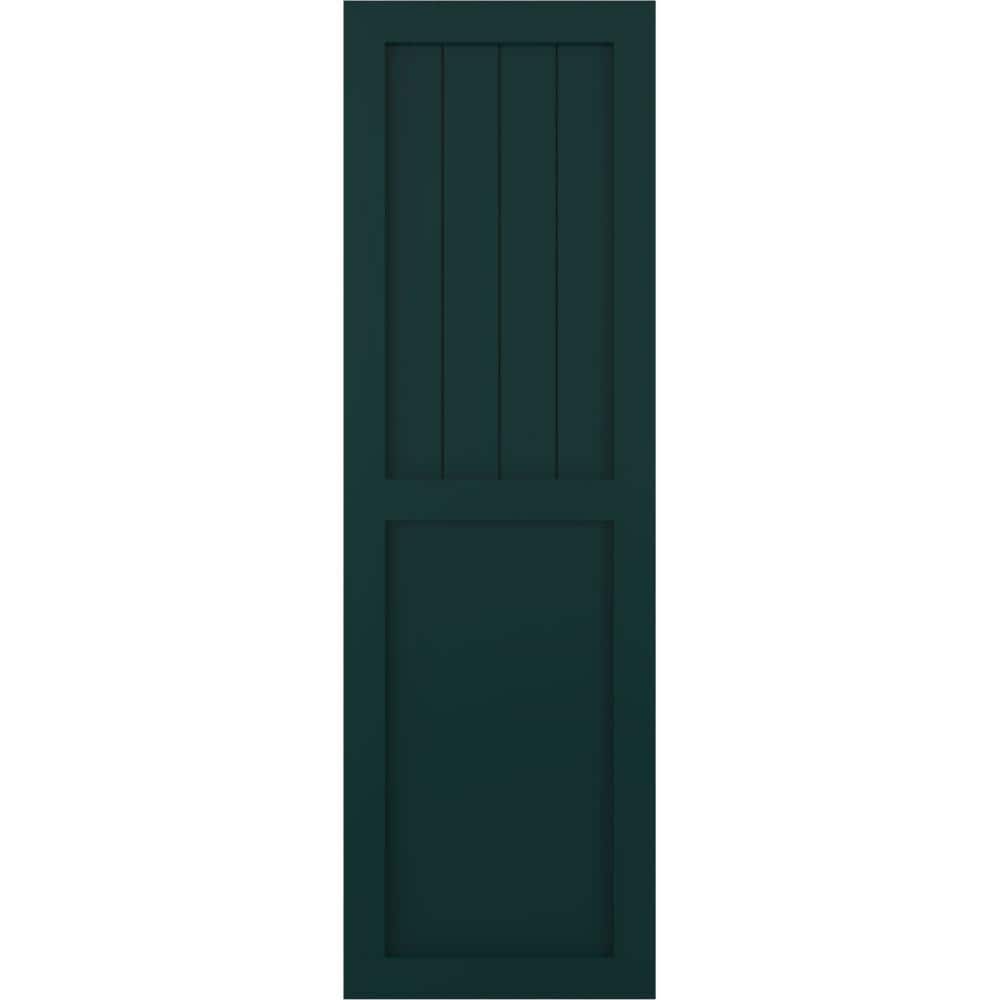 12 in. x 39 in. True Fit PVC Farmhouse/Flat Panel Combination Fixed Mount Board and Batten Shutters in Thermal Green price history on PriceWatchPro