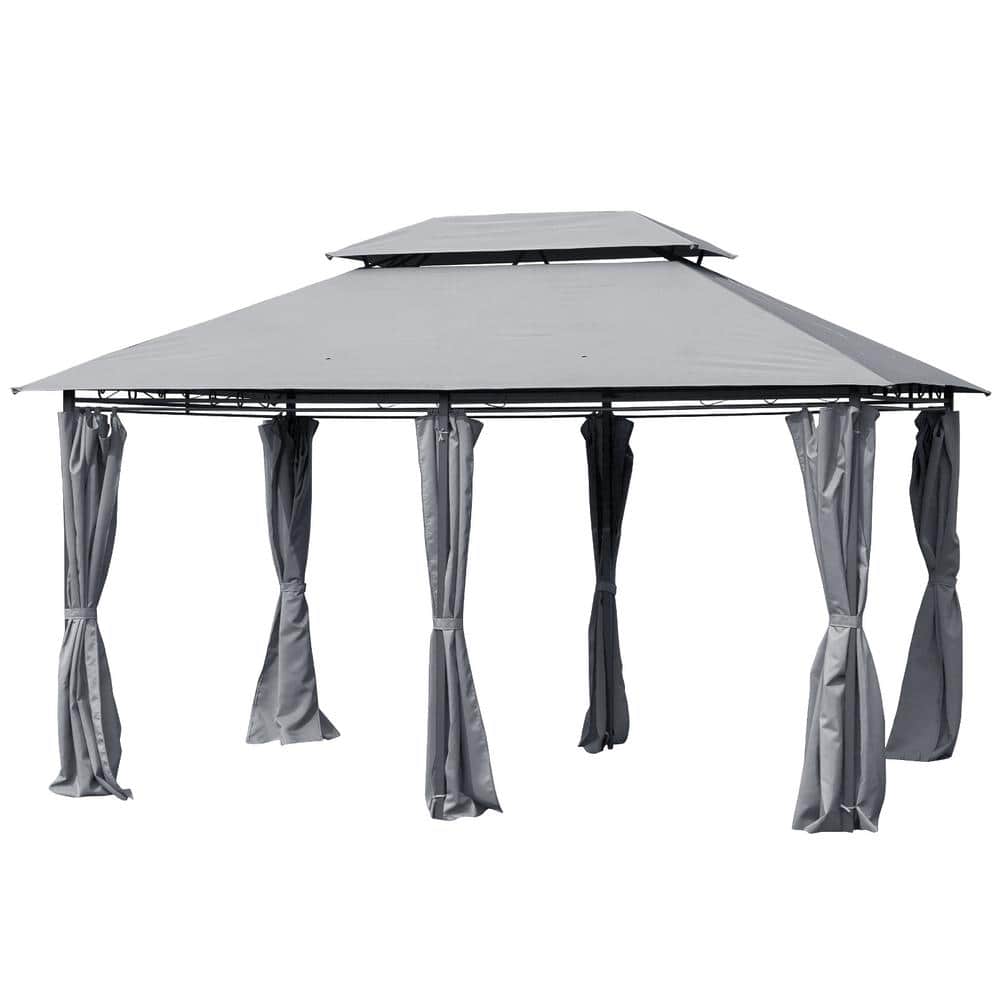 Outsunny Sage Gray 10' x 13' Steel Frame Outdoor Gazebo