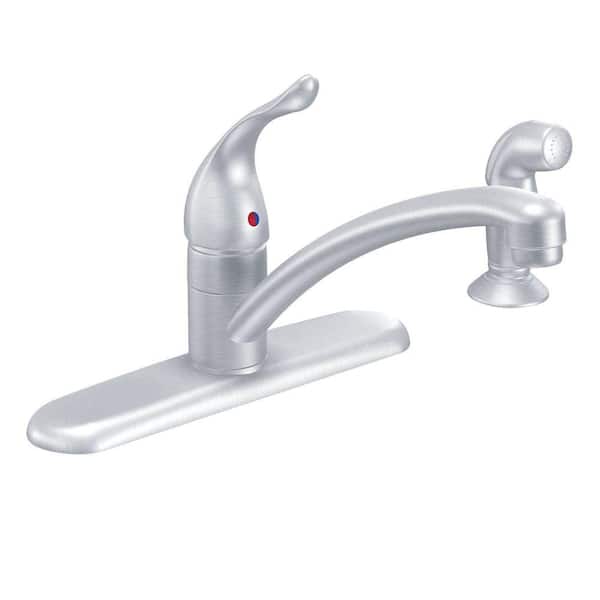 MOEN Chateau Single-Handle Standard Kitchen Faucet with Side Sprayer in Brushed Chrome