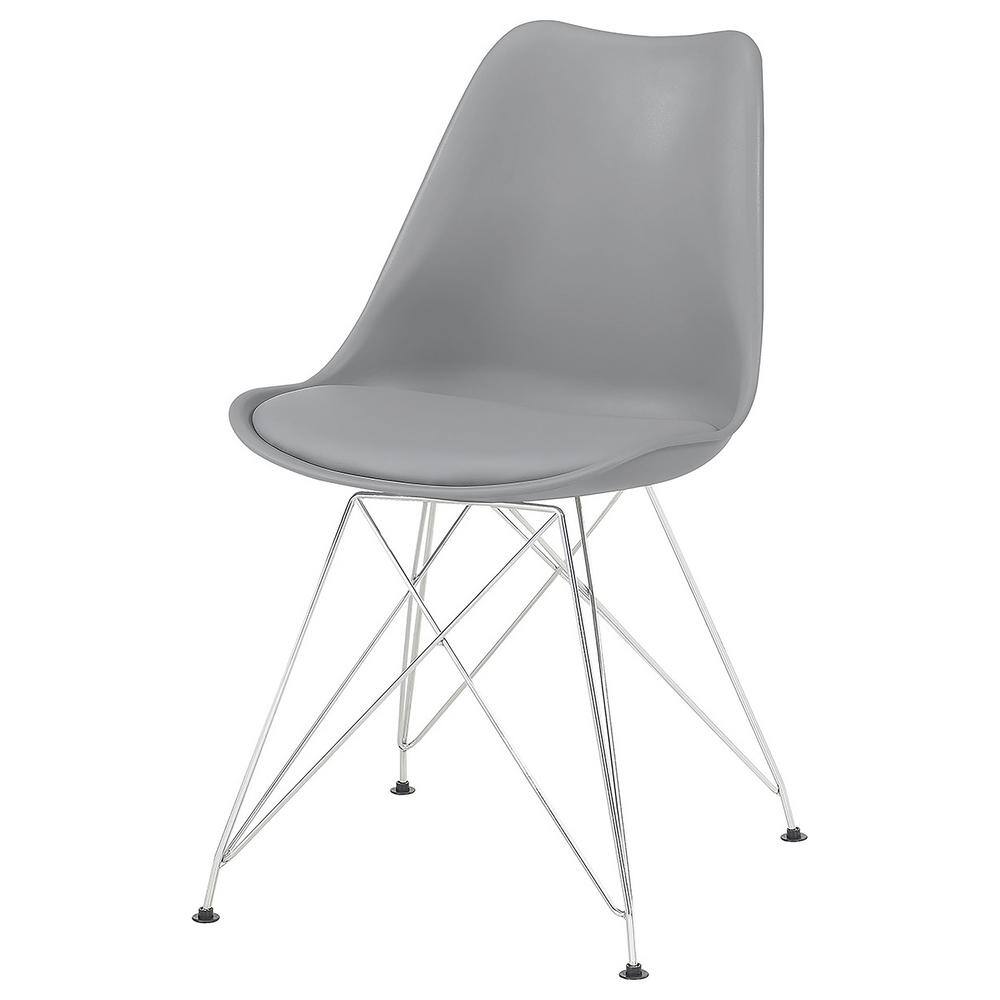 Gray Faux Leather Upholstered Side Chair with Chrome Legs
