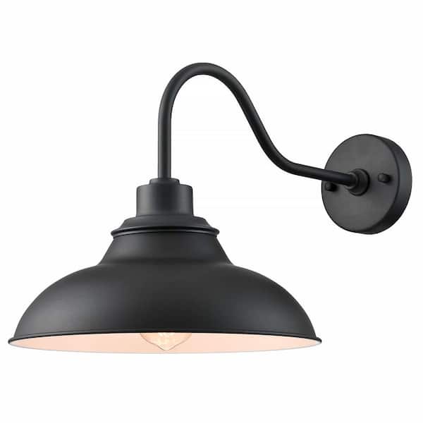 14.17 in. 1 light Black Modern Wall Sconce with Metal Shade