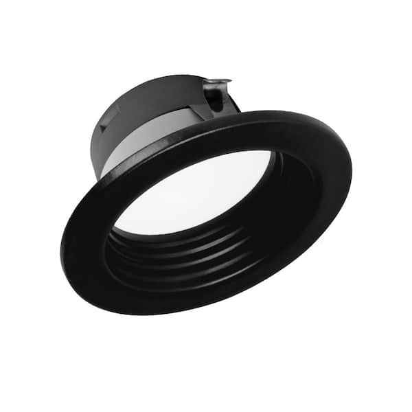 NICOR DLR Series 4 in. Black Baffle Selectable CCT Integrated LED Recessed Retrofit Downlight Trim, Shallow Housing, Dimmable