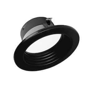 DLR Series 4 in. Black Baffle Selectable CCT Integrated LED Recessed Retrofit Downlight Trim, Shallow Housing, Dimmable