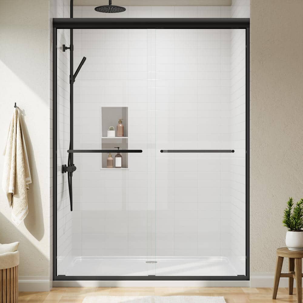 50 in. -  54 in. W x 72 in. H Sliding Framed Shower Door in Matte Black with 6mm SGCC Tempered Glass Reversible Top Rail price history on PriceWatchPro