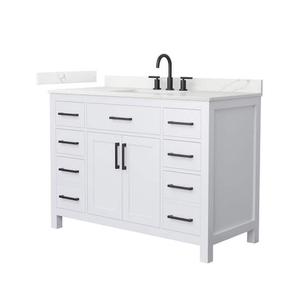 Beckett 48 in. Single Freestanding White Bath Vanity with Giotto Quartz Top (Assembled)