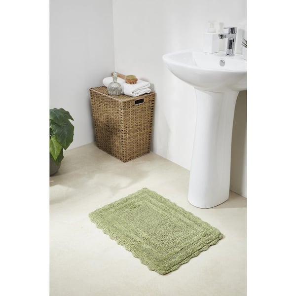 Better Trends Lilly Crochet Collection 17 in. x 24 in. Green 100% Cotton Rectangle Bath Rug
