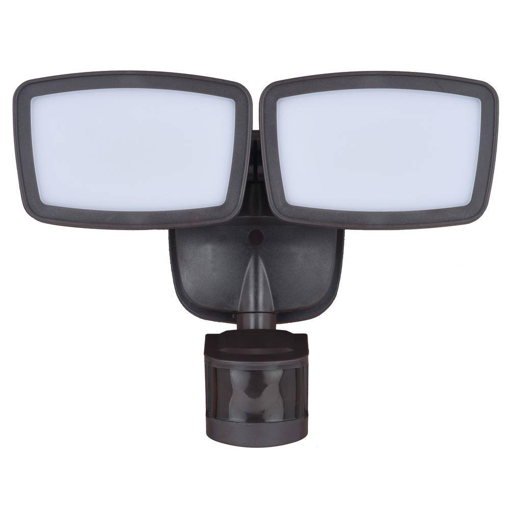 Bronze Dual Head LED Motion Sensor Outdoor Security Flood Light