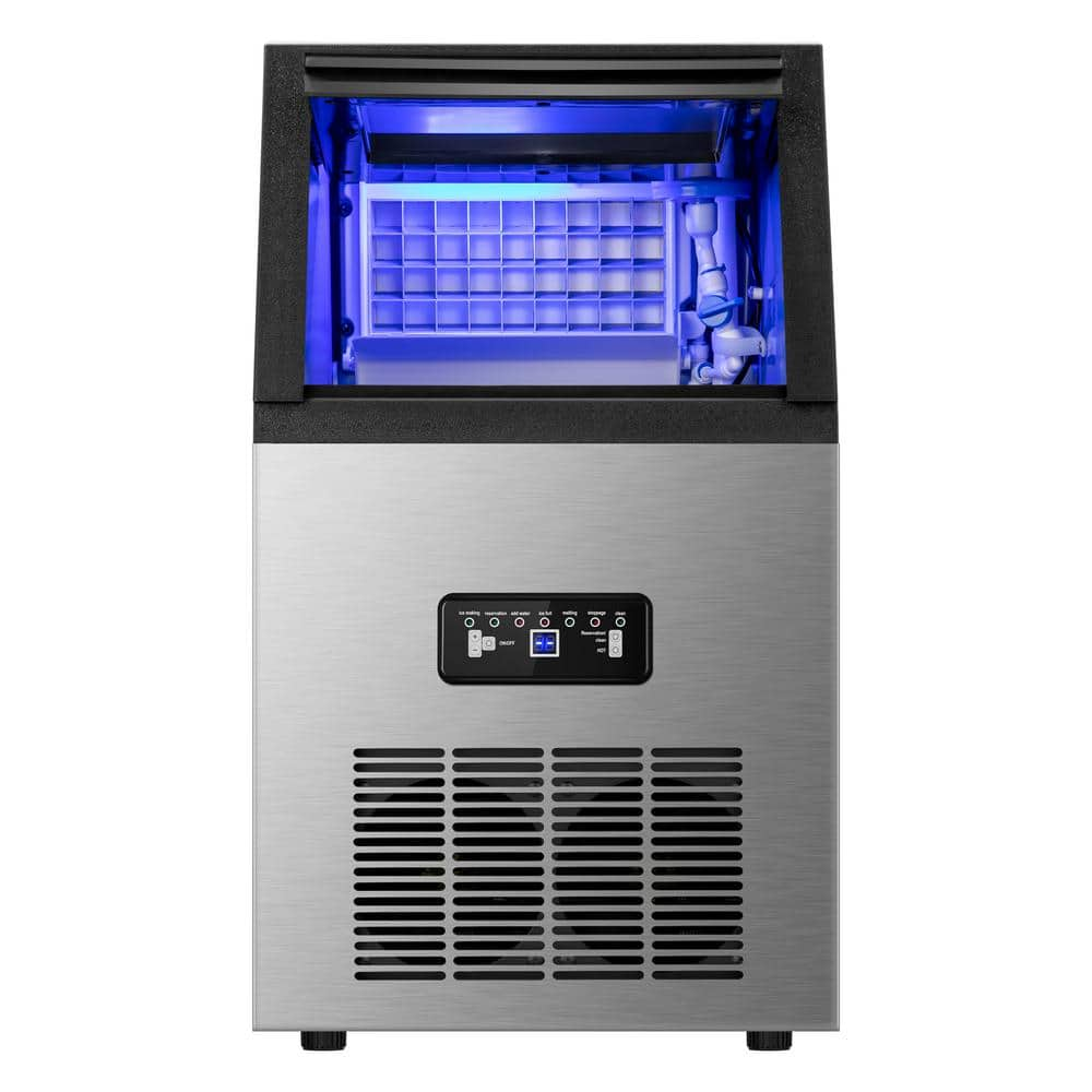 SOZT W13.5in.100LBS/24H Half Size Cube Built-in/Freestanding Commercial Ice Maker In Stainless Steel With Self-Cleaning