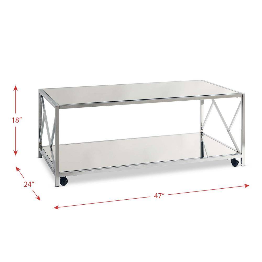 Stella 47" Chrome Rectangular Contemporary Coffee Table