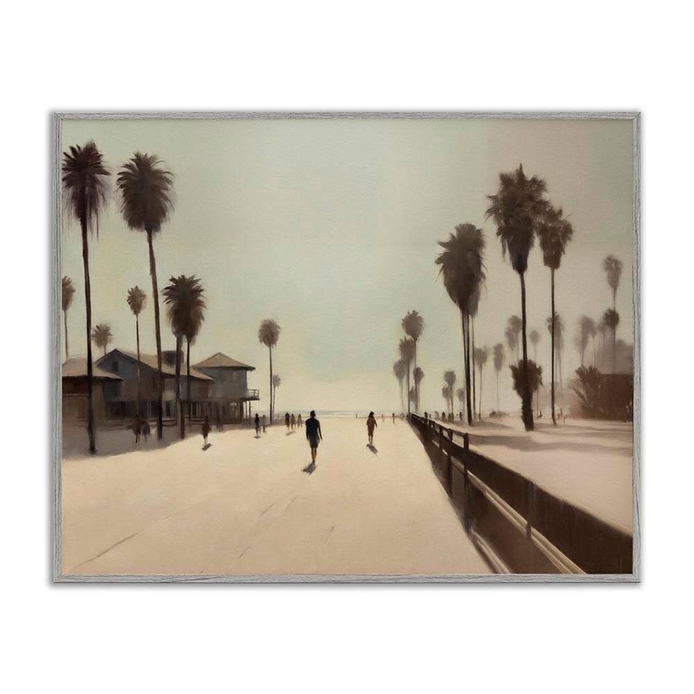 Midday Sun Beach View by Noah Bay Gray Framed Nature Giclee Art Print 24 in. x 30 in.
