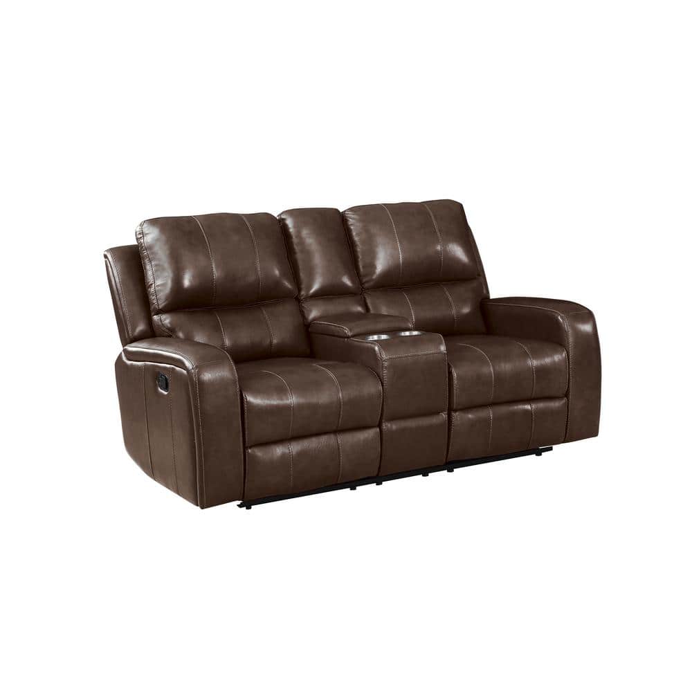 Dark Brown Leather 2-Piece Sofa and Loveseat Set with Storage