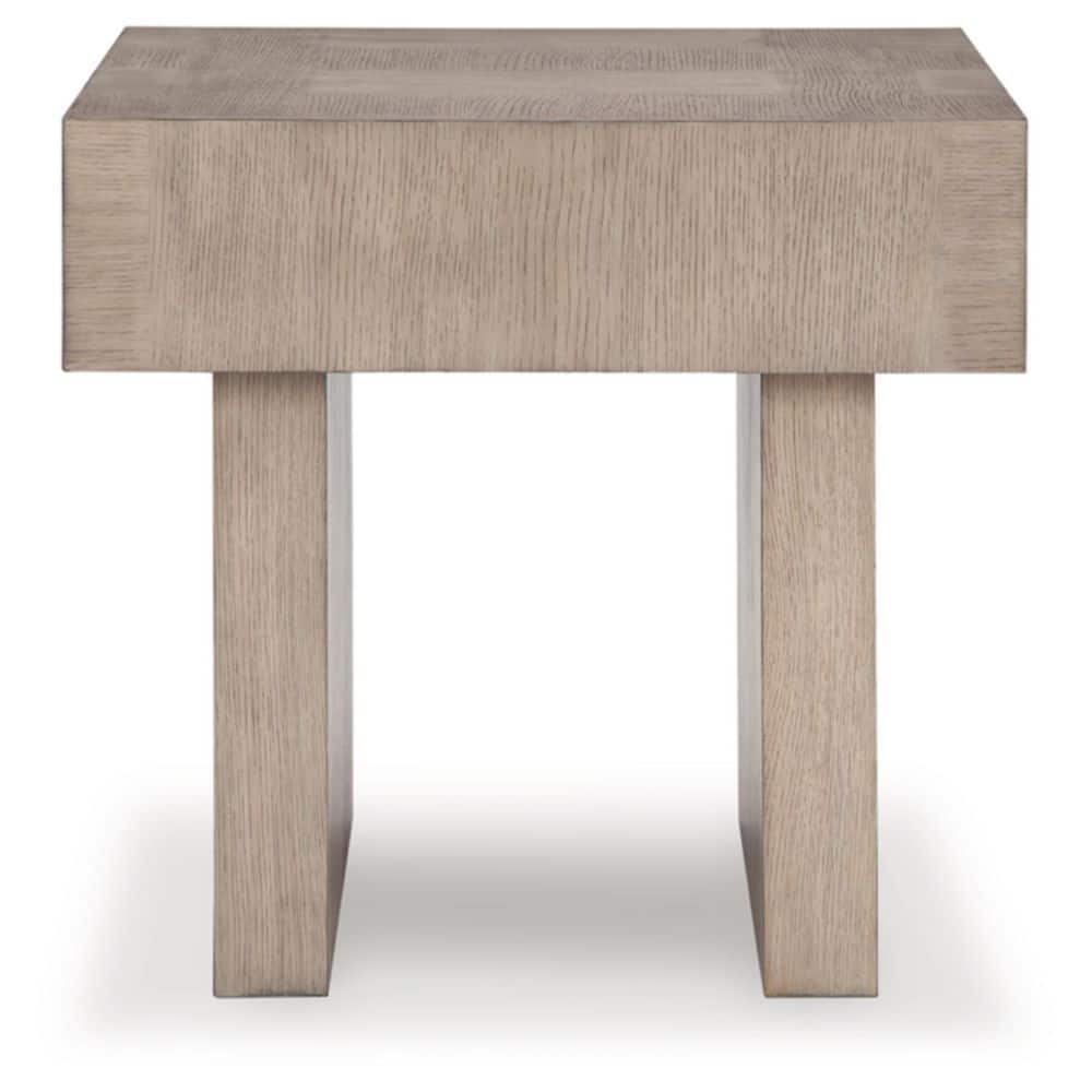 Light Grayish Brown Square Wood End Table