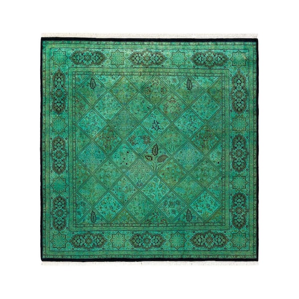 Chloe & Olivia Home Overdyed Green 6 ft. x 6 ft. Solid Wool Indoor Area Rug