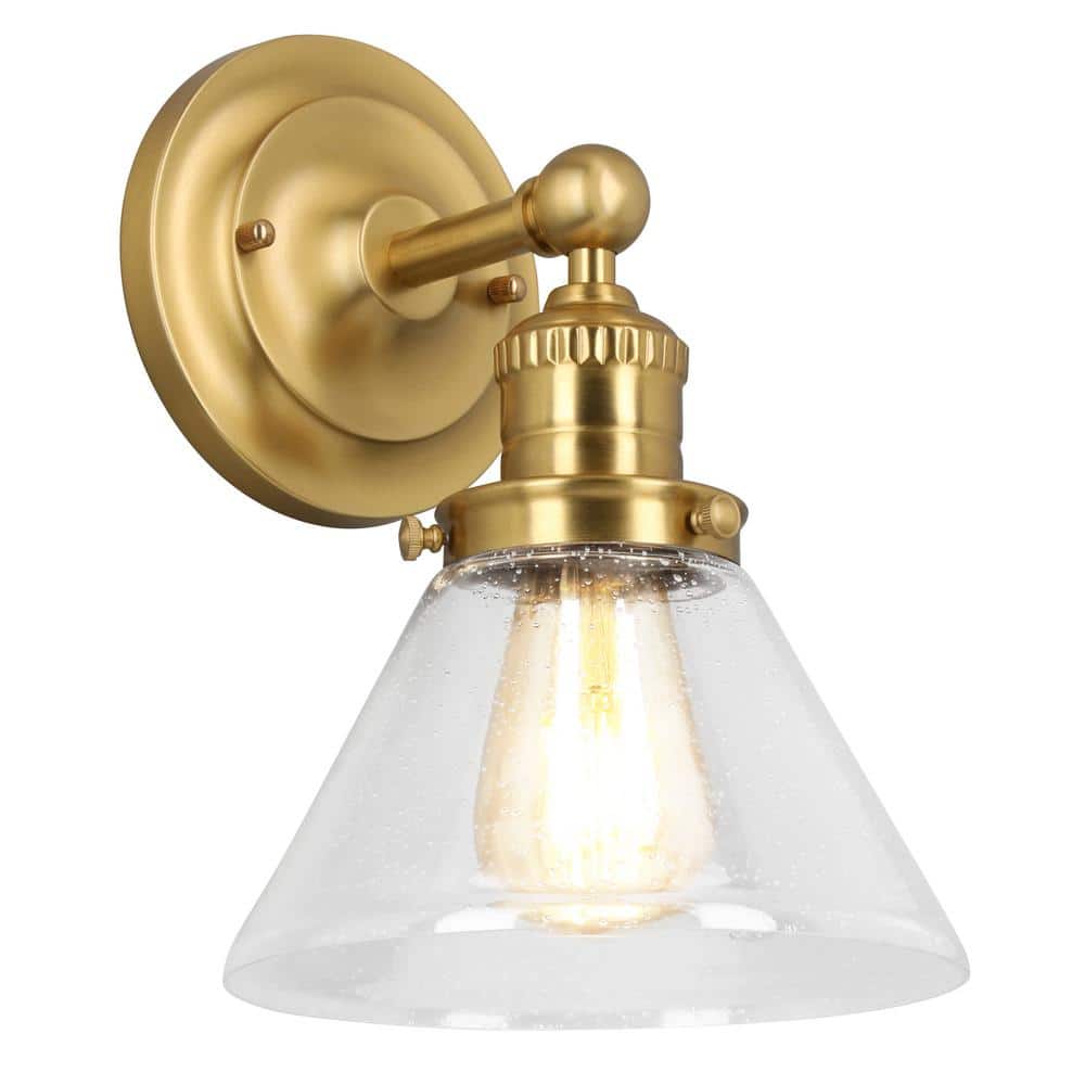 Augustin Satin Gold Transitional Seedy Glass Wall Light