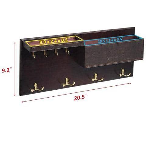 31.5 in. W x 4.5 in. D Brown Decorative Wall Shelf, Coat Wall Shelf with 10  Hooks TG9150-P40 - The Home Depot