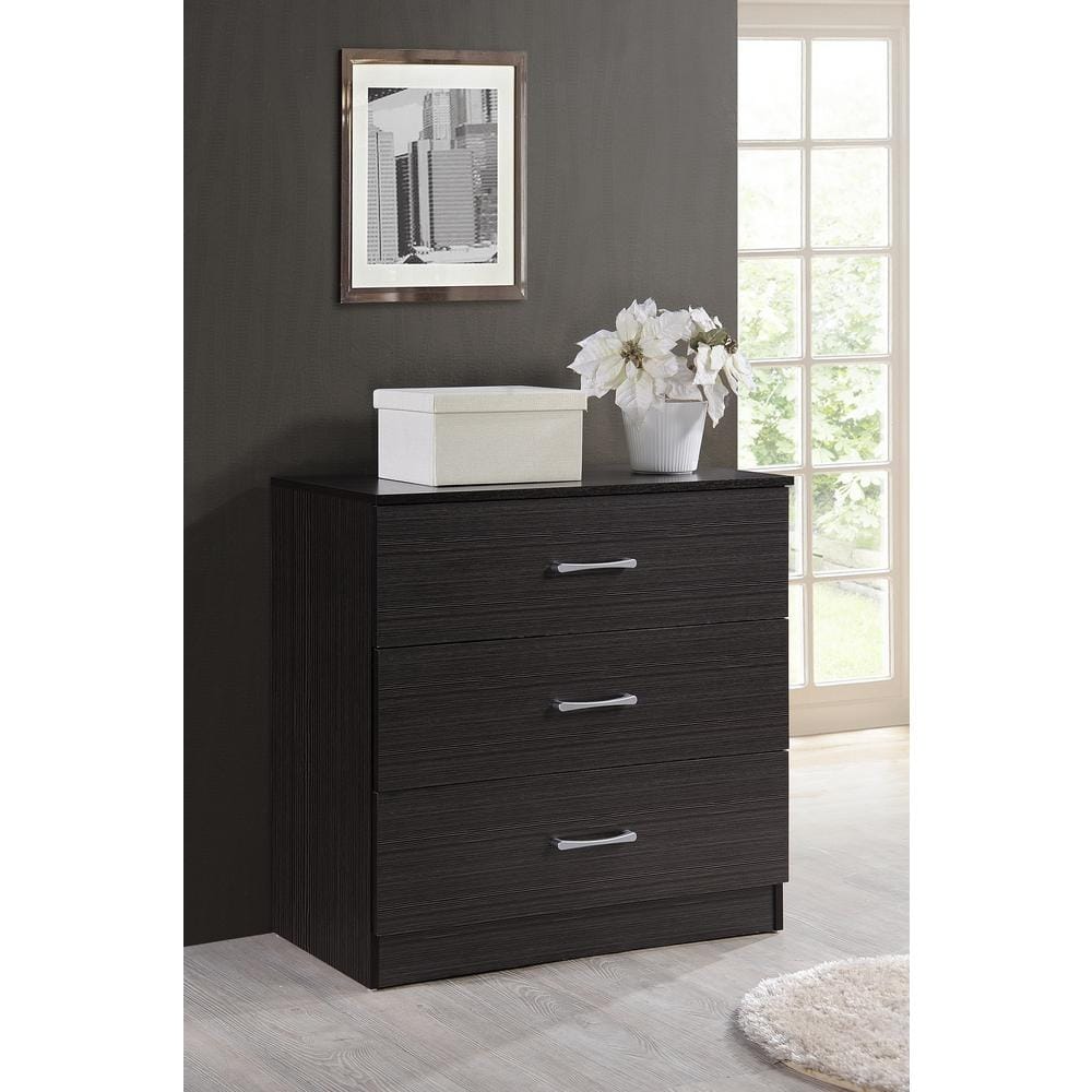 Sleek Contemporary 3-Drawer Chest in Chocolate with Dovetail Construction