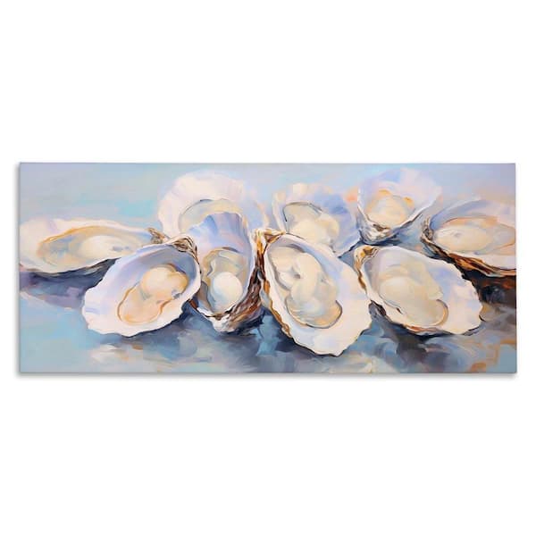 Aquatic Oyster Bunch by Arlington Prints Unframed Coastal Graphic Art Print 13 in. x 30 in.