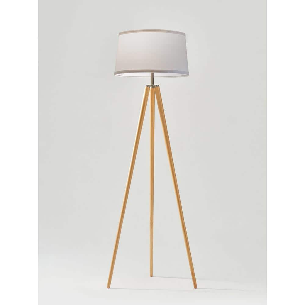 Emma LED Tripod Natural Wood Floor Lamp for Kids' Nursery
