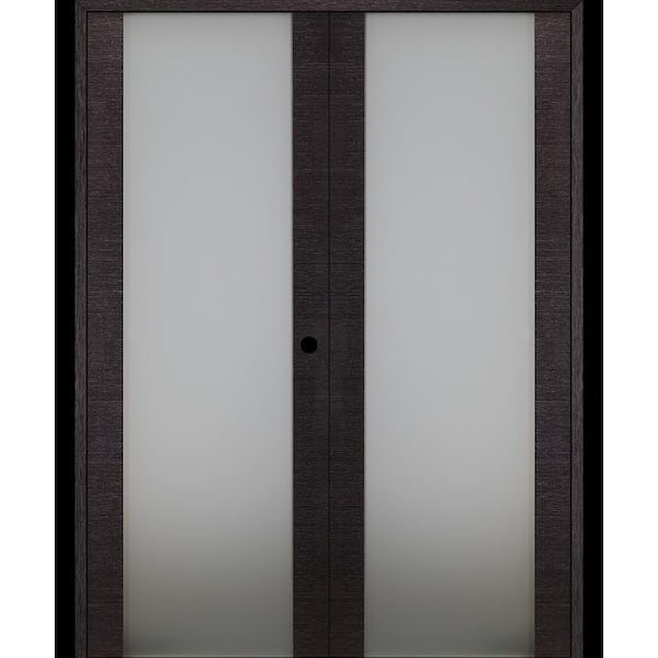 Belldinni Avanti 202 56 in. x 92.5 in. Left Hand Active Black Apricot Composite Wood Double Prehung French Door