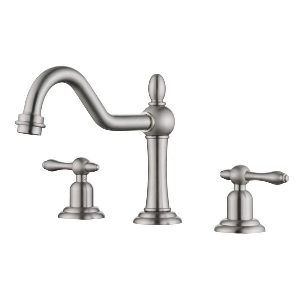 Vintage 8 in. Widespread Double Handle Bathroom Sink Faucet with Corrosion Resistant in Brushed Nickle price history on PriceWatchPro