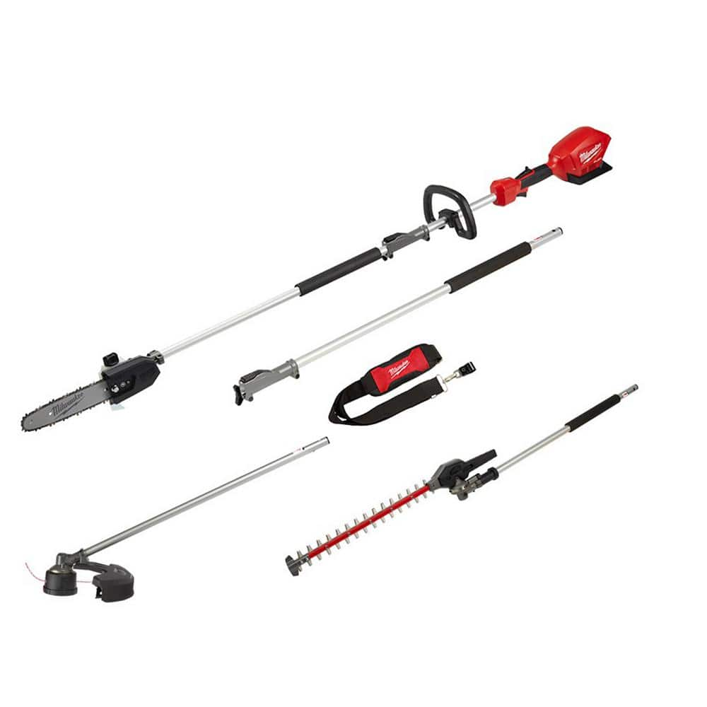 M18 FUEL 10 in. 18V Lithium-Ion Brushless Electric Cordless Pole Saw with String Trimmer and Hedge Trimmer Attachments -  Milwaukee, 2825-20PS-1719