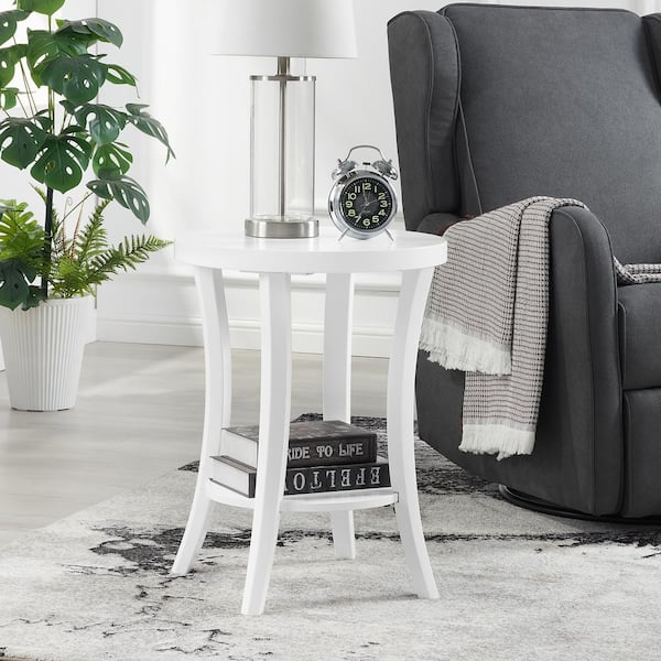 Convenience Concepts Charleston 18 in. W White Round MDF End Table with Shelf