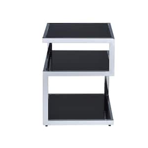 Alyea End Table in Black Glass and Chrome