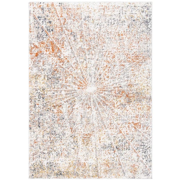 SAFAVIEH Aston Ivory/Gray 9 ft. x 12 ft. Geometric Distressed Abstract Area Rug