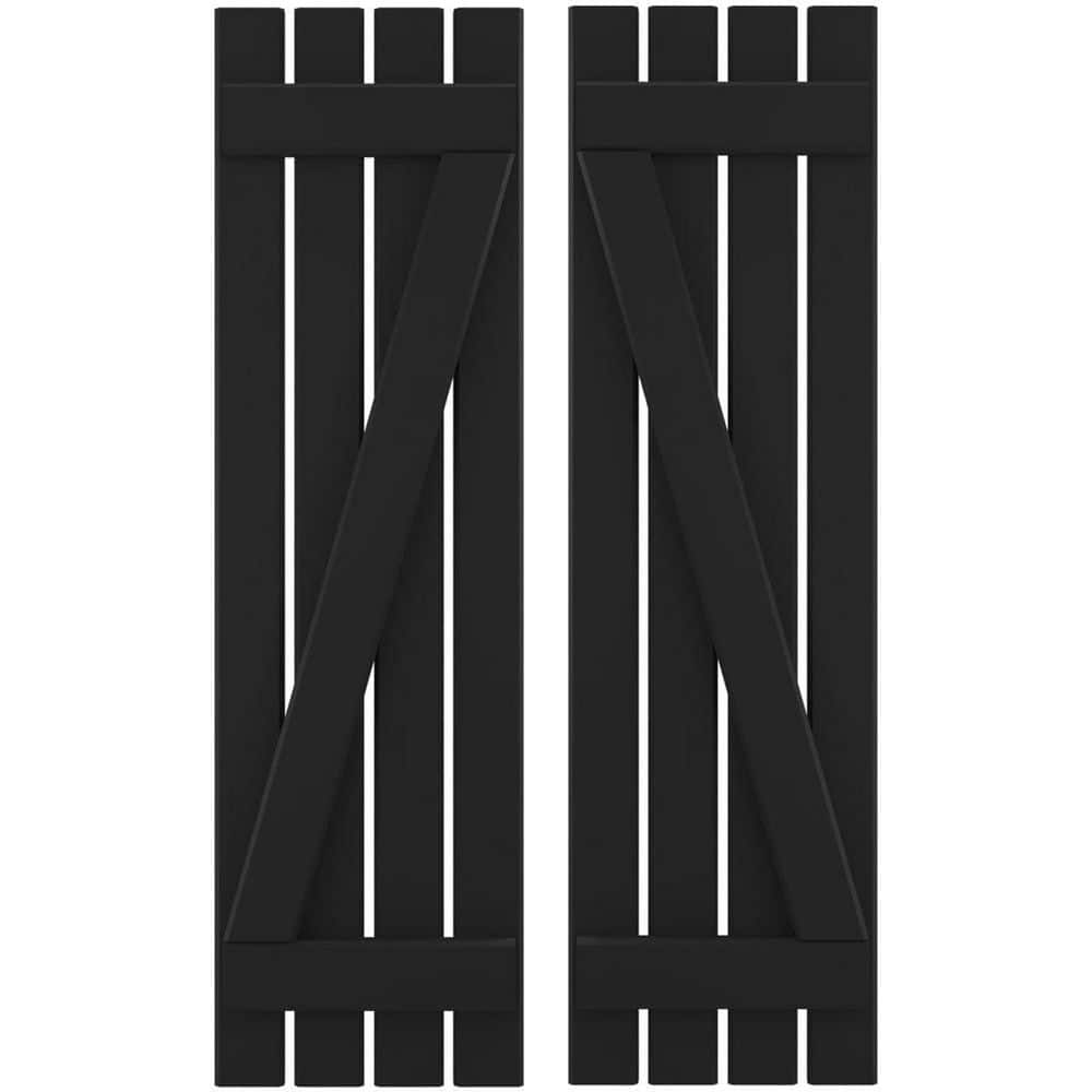 15-1/2 in. W x 38 in. H Americraft 4 Board Exterior Real Wood Spaced Board and Batten Shutters w/Z-Bar Black price history on PriceWatchPro