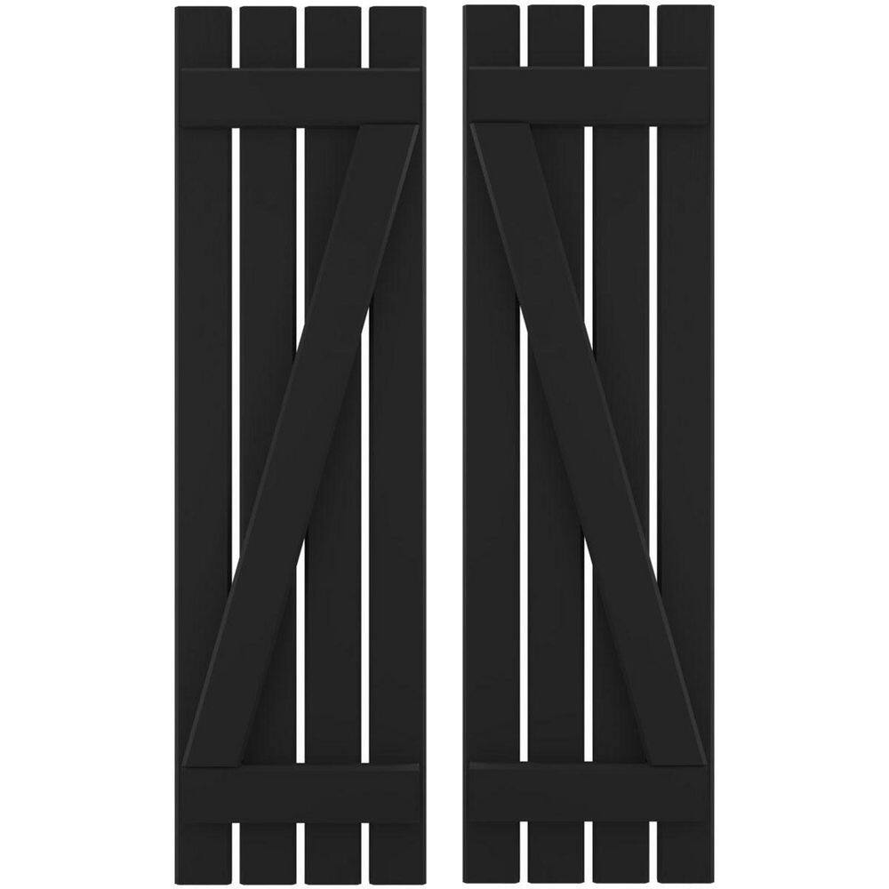 15-1/2 in. W x 64 in. H Americraft 4-Board Exterior Real Wood Spaced Board and Batten Shutters with Z-Bar in Black price history on PriceWatchPro