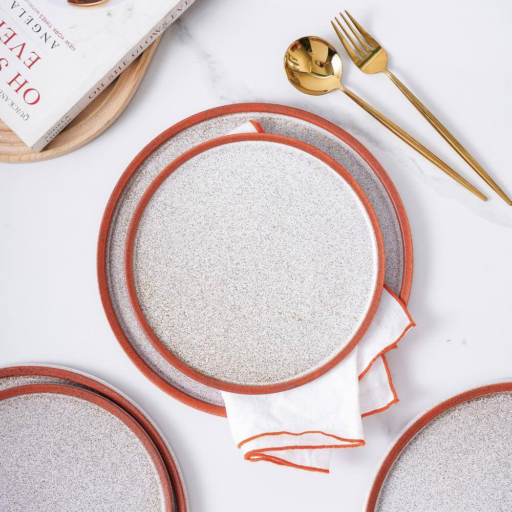 Vince Red and White Ceramic 16-Piece Dinnerware Set