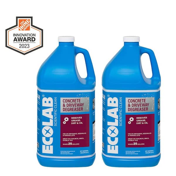 ECOLAB 1 Gal. Concrete and Driveway Degreaser Concentrate Pressure Wash Dissolves Grease and Buildup on Brick and Tile (2-Pack)