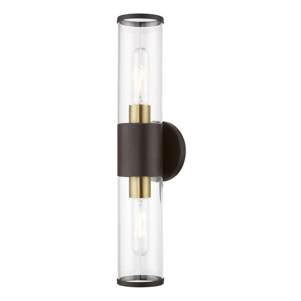 AVIANCE LIGHTING Prestwick 18.5 in. 2-Light Bronze ADA Vanity Light with Clear Glass